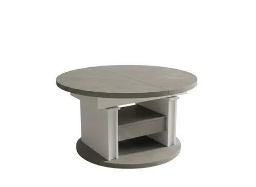 designimpex Couchtisch DA-999 - Rund, Ausziehbar & Höhenverstellbar - Praktischer Couchtisch DA-999 mit Schublade, ausziehbar von 100 auf 140 cm und stufenlos höhenverstellbar von 60 bis 75 cm. Ideal für Wohnzimmer und vielseitig einsetzbar.