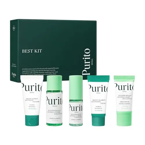 Purito Seoul Best Kit – Gesichtspflege-Set für unterwegs mit 5 Produkten - Das Purito Seoul Best Kit ist ein kompaktes Gesichtspflege-Set mit 5 abgestimmten Produkten für die tägliche Pflege. Ideal für Reisen, bietet es alles von Reinigung bis UV-Schutz und ist für alle Hauttypen geeignet.