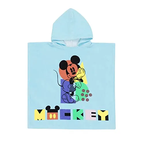 Mickey Mouse Formen Kapuzen Handtuch Pool Strand Poncho Blau Kinder Weich Cotton
