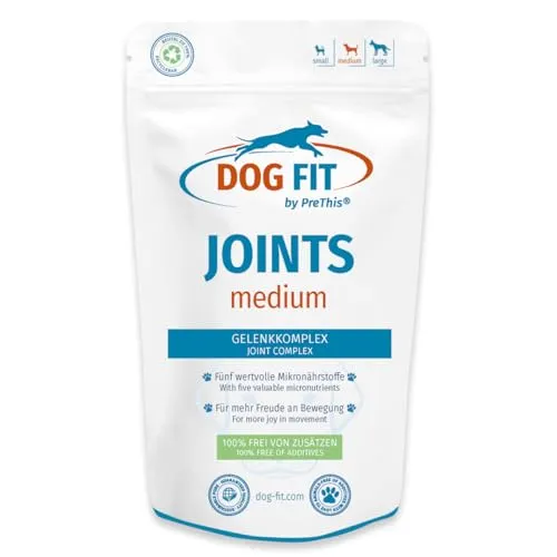 DOG FIT by PreThis® Joints für Hunde I Mit Glucosamin, MSM, Kollagen, Teufelskralle & Weihrauch I Ohne Zusätze I medium 10-25 kg