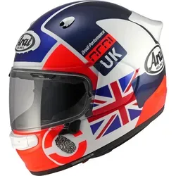 Arai Quantic Nation "UK" Integralhelm - Blau/Rot/Weiß - Größe L - Hochwertiger Integralhelm für Motorradfahrer, der Komfort und Sicherheit vereint. Mit innovativem Belüftungssystem und anpassbarem Innenfutter für individuelle Passform. ECE-zertifiziert für zuverlässigen Schutz.