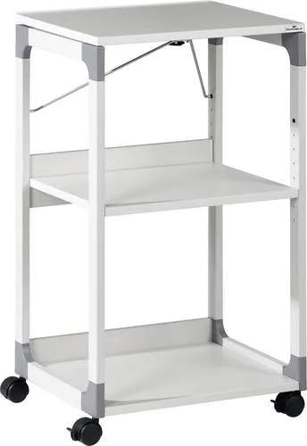 DURABLE Multimediawagen SYSTEM für Beamer und Overhead-Projektoren - Computertisch mit drei robusten Böden, verstellbarem Neigungswinkel und klappbarer oberer Platte für optimale Nutzung von Beamern und OHP-Projektoren. Ideal für Büros und öffentliche Einrichtungen.