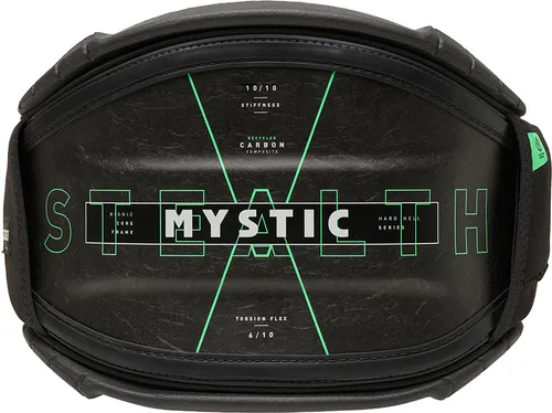 MYSTIC STEALTH EVOLVE WAIST Trapez 2026 black - L - Hüftrapez aus recycelten Materialien für optimalen Komfort und Bewegungsfreiheit. Der Bionic Core Frame sorgt für hohe Steifigkeit und Flexibilität. Ideal für anspruchsvolle Bedingungen und lange Sessions.