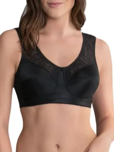 Anita Mylena Damen Komfort Entlastungs-BH 105D, Schwarz - Klassische BHs für Damen, elastischer Glanzstretch mit Baumwolle und gepolsterten Entlastungsträgern für optimalen Tragekomfort.