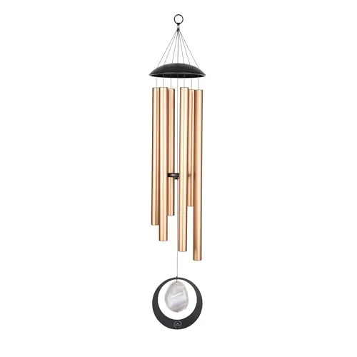 Sonic Energy Grey Agate Meditation Chime – 128 cm, Bronze - Chimes mit 6 Klangstäben bei 432 Hz, sorgt für Ruhe und Frieden durch den grauen Achatstein – ideal für Haus, Garten oder Studio.