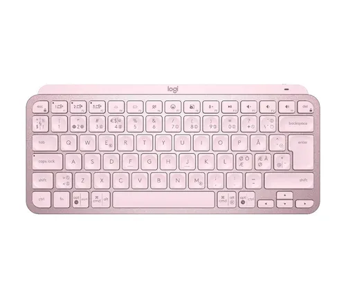Logitech MX Keys Mini - Kabellose Bluetooth Tastatur (Nordic-QWERTY), elegante rosa Farbe für stilvolles Arbeiten