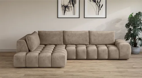OTTO home Ecksofa AZITA L-Form, XXL 352 cm Designsofa in Bubble-Opitk, lose Rückenkissen, traumhafte Steppung