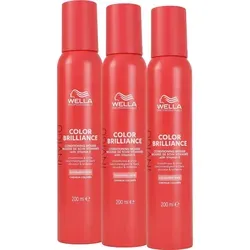Wella Invigo Color Brilliance Leave-In Mousse 3x200 ml - Conditioner für coloriertes Haar mit Farbschutz, enthält Vitamin E und Limettenkaviar für strahlende Leuchtkraft und antioxidative Pflege.
