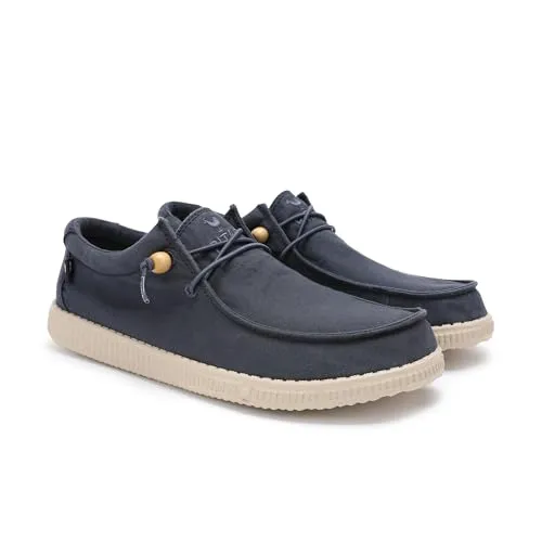 WALK IN PITAS | WP150 Washed | Herren Mokassins | Flache Slipper für Männer | Slip on Loafer | Sneakers | Schlupfschuhe | Freizeitschuhe | Walkinpitas Schuhe | Marineblau 44