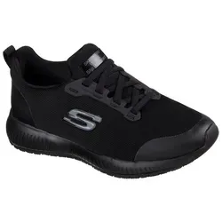 Skechers Squad SR Damen Turnschuhe, Black Flat Knit, 42 EU - Damen-Sneaker mit rutschfester Gummi-Laufsohle und bequemer Memory Foam-Einlegesohle für optimalen Komfort und Sicherheit bei jedem Schritt.