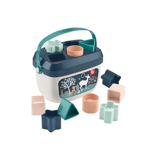 Fisher-Price - Babys erste Bausteine – Marineblaues Kitz, Set mit 10 Bausteinen zum Stapeln und Sortieren, Bauspielzeug, Babyspielzeug für Kleinkinder ab 6 Monaten, HJP20