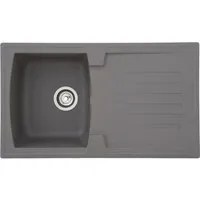 Küchenspüle Respekta Boston 86 x 50 cm Grau - Sanitäranlagen & Zubehör - Hochwertige Granit Mineralite Spüle mit hoher Stoßfestigkeit, reversibel einbaubar und ideal für 45 cm Unterschränke.