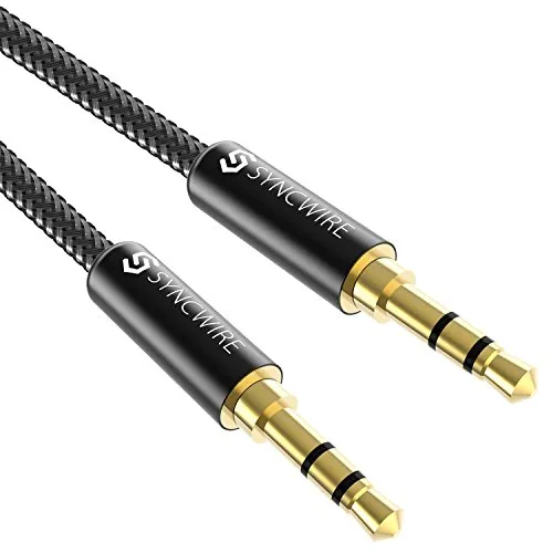 Syncwire Aux Kabel 3.5mm Audio Kabel - 0.5m Klinkenkabel für Kopfhörer, Apple iPhone iPod iPad, Echo Dot, Heim/KFZ Stereoanlagen, Smartphones, MP3 Player und Mehr - Nylon, Schwarz