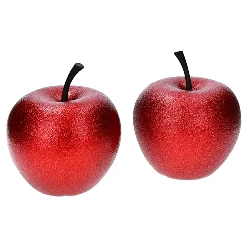 Pottery Pots 2er Set Apfel in Kupfer rot Größe XS I glitzern & schimmernd I Ø 14,5 & Höhe 17 cm I wetterfeste Deko für Haus & Garten I Accessoire aus Fiberglas, Fiberstone I Herbst, Weihnachten