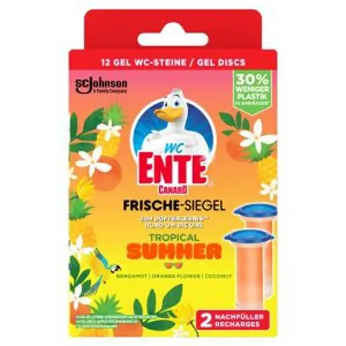 SC Johnson WC Ente Frische Siegel 2x36 ml Tropical Summer 2x36 ml Nachfüller für Duftstempel, Klebesiegel mit Gel W722