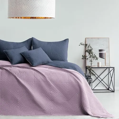 texpot Bettüberwurf 200 x 220 cm anthrazit-Flieder - Eleganter, zweiseitiger Bettüberwurf mit moderner Ultrasonic-Steppung. Pflegeleicht, waschbar bei 30 Grad und ideal für verschiedene Bettgrößen. Verleiht jedem Schlafzimmer eine stilvolle Note und ermöglicht flexible Gestaltung.