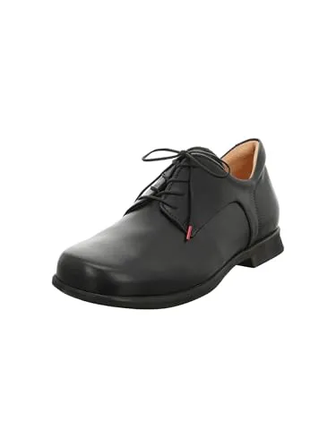 Think! Herren PENSA - Nachhaltige Halbschuhe in Schwarz - Herren-Schnürhalbschuhe aus chromfrei gegerbtem Leder mit austauschbarer Innensohle für höchsten Komfort. Die weiche Gummisohle dämpft jeden Schritt und sorgt für Langlebigkeit.