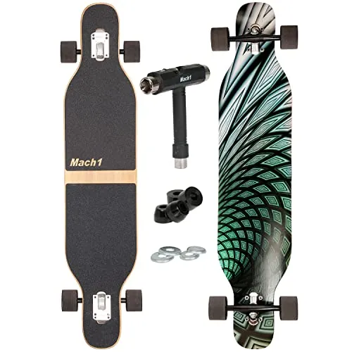 Camber Longboard mit Keramik Kugellager in Flex1 Drop Through Cruiser Freeride Skaten Komplettboard mit T-Tool