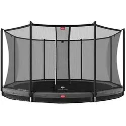 BERG Trampolin Favorit InGround 380 Grey mit Sicherheitsnetz Comfort - Erlebe Spaß und Bewegung im Garten mit dem 380 cm großen Trampolin. Das bodennahe Design und der selbstschließende Eingang bieten Sicherheit und einfachen Zugang für Kinder ab 6 Jahren.