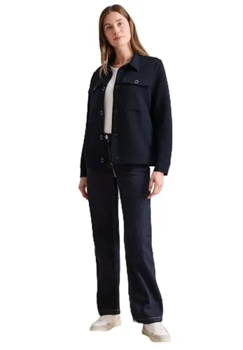 Damen Kurzjacke CECIL in Blau, Gr. XXL - Funktionsjacke aus elastischem Materialmix für optimalen Tragekomfort, mit klassischem Hemdkragen und aufgesetzten Taschen – ideal für den lässigen Look.