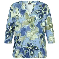 VIA APPIA DUE Print-Shirt (1-tlg) Große Größen - Stylisches 3/4-Arm Shirt mit modischem Flower-Print in harmonischen Blautönen. Aus hochwertigem, elastischem Viskose-Jersey gefertigt, sorgt es für optimalen Tragekomfort und eine perfekte Passform.