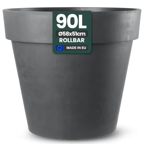 Kreher XXL Pflanztopf mit Rollen - 79 cm Durchmesser, ideal für Garten und Terrasse - Pflanzenkübel aus robustem, umweltfreundlichem PE Kunststoff, frost- und UV-beständig. Mit Rollen für einfachen Transport, perfekt für lebendige Blumen und üppiges Grün!