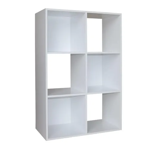 HTI-Line Bücherregal Thekla 6090 - Bücherschrank mit 6 Regalfächern, ideal als Raumteiler. Modernes Design in Weiß, perfekt für jedes Zuhause. Einfacher Selbstmontage.