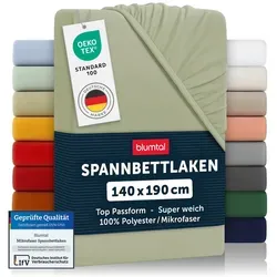 Blumtal Spannbettlaken Olivgrün 140x190 cm - Bettlaken aus hochwertiger Microfaser, Oeko-Tex® Standard 100, mit perfekter Passform und atmungsaktivem Material für hohen Schlafkomfort.