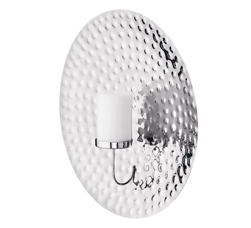 EDZARD Kerzenhalter Udo, Silber-Optik, vernickelt, hochglanzpoliert, für Stumpenkerzen, Ø 47 cm