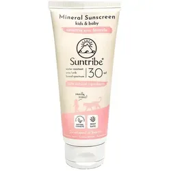 Suntribe Sonnencreme Kids LSF 30 - 100 ml - Sonnenschutz für Kinder ab 6 Monaten, mit nanofreiem Zinkoxid für sicheren UVA/UVB-Schutz. Allergenfrei und brennt nicht in den Augen, ideal für empfindliche Haut.