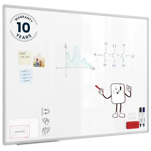 Allboards Magnetisches Whiteboard 120 x 90 cm - Hochwertiges Whiteboard mit trocken abwischbarer, magnetischer Oberfläche und elegantem Expo-Alurahmen. Ideal für Schule, Büro und Konferenzen.