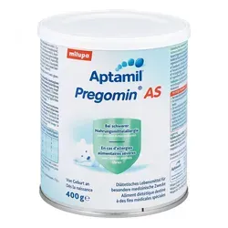 Milupa Aptamil Pregomin AS Pulver 400 g - Babynahrung für die Behandlung von schweren Nahrungsmittelallergien, frei von Milch, Soja und Gluten, ideal für spezielle Eliminationsdiäten.