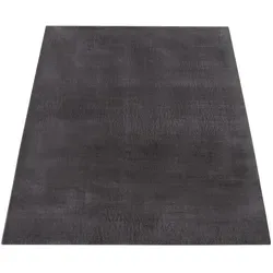Paco Home Kurzflorteppich Anthrazit 140x200 cm - Teppiche, strapazierfähig und für Fußbodenheizung geeignet – verwandeln Sie kalte Böden in eine warme Wohlfühl-Oase mit diesem pflegeleichten, sanftem Kurzflor-Teppich.