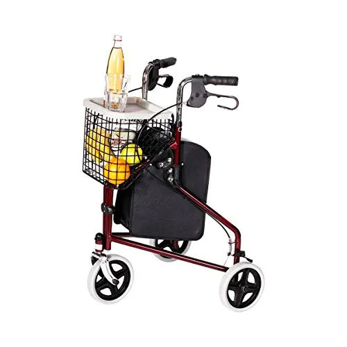 Drive Medical Tri Walker Rollator Delta-Gehrad - Gehstöcke & Rollatoren mit Handbremsen, Korb und Tablett. Faltbar und leicht (6.9 kg), ideal für Sicherheit und Komfort beim Gehen. Max. Belastung: 130 kg.