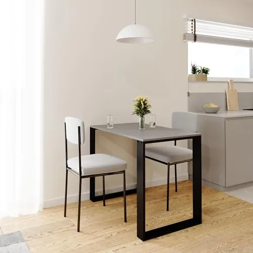 AKKE LOFT Esstisch mit schwarzen Beinen - Moderner Esszimmertisch in Light Graphite, ideal für Küche und Büro. Mit kompakten Maßen von 40 cm x 100 cm bietet er Platz für gemütliche Mahlzeiten.