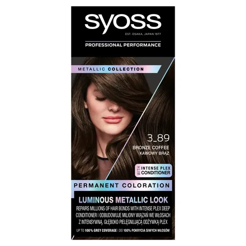 Syoss Color Metallic Collection 3-89 Bronze Coffee - Permanente Haarfarbe - Färbemittel für Damen, langanhaltende, lebendige Farbe mit strahlendem Glanz, perfekt zum Kaschieren von grauem Haar und für eine intensive Farbveränderung.