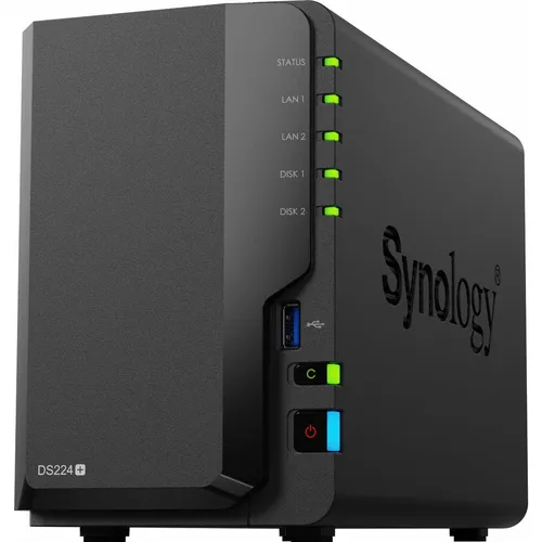 Synology DiskStation DS224+ Netzwerkspeicherlaufwerk - 2-Bay Business NAS für bis zu 36 TB, ideal für Datensicherung und Dateifreigabe mit kostenloser Backup-Lösung für PCs und Server.