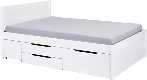 Inter Link Efetivo Bett mit Stauraum 180x200 cm - Skandinavisches Design trifft auf cleveren Stauraum. Das hochwertige Kiefer-Massivholz-Bett ist ideal für kleine Räume und sorgt für Ordnung im Schlafzimmer.