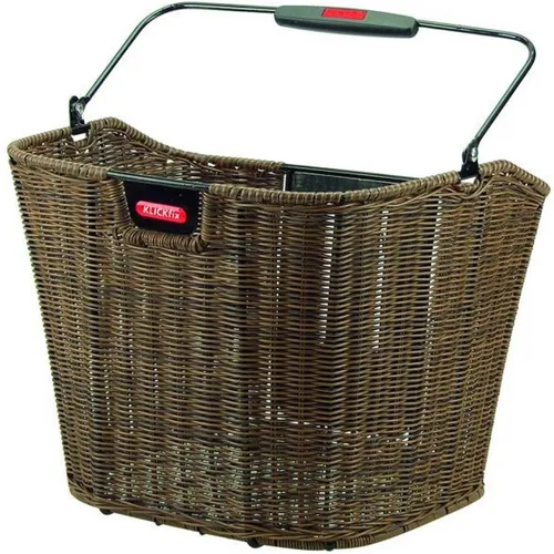 KLICKfix Farradtasche Structura Korb Lenkerkorb, Braun Ef - Fahrradtaschen, wetterfest aus extra feinen Kunststoffbändern, mit stabilem Tragegriff und einem Volumen von 16L, belastbar bis zu 7Kg.
