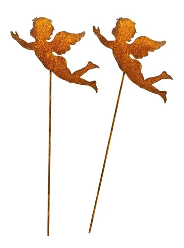 Engel Rost Deko Figuren für den Deko Garten - Gartenfiguren & Verzierungen, stilvolle Engel aus Cortenstahl mit Patina-Finish, ideal für Balkon und Garten als Adventsdeko.