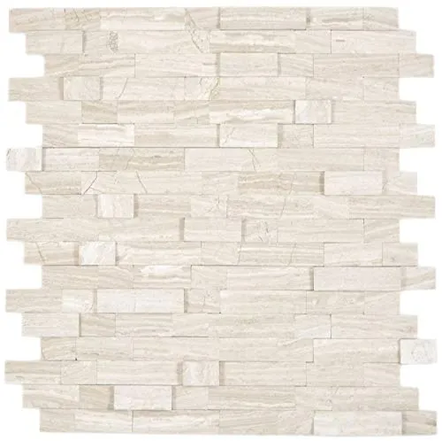 selbstklebende Verbund Mosaikstäbchen Naturstein Traverin beige Fliesenspiegel Küche Wand Optik MOS200-M02
