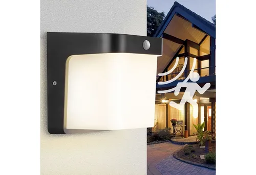 Maxkomfort Wandleuchte 1703A mit Bewegungsmelder - Moderne Außenwandleuchte mit IP54 Schutz, anpassbarem Bewegungsmelder und elegantem Design in Graphit Grau für Sicherheit und Komfort im Freien.