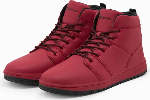 Ombre Clothing Herren-Stiefeletten Igbel rot 40 - Wanderschuhe aus 100% Textil für lässigen Urlaubs-Style, mit einzigartigem einfarbigem Muster und praktischer Schnürung für optimalen Halt.