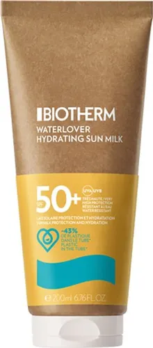 Biotherm Waterlover Hydrating Sun Milk SPF 50 - 200 ml - Sonnenpflege mit hohem Lichtschutzfaktor, feuchtigkeitsspendend und wasserabweisend, ideal für Strand- und Schwimmbadbesuche.