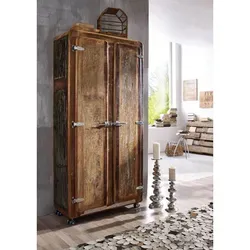 MASSIVMOEBEL24.DE Freezy #38 Schrank - Matratzen und mehr - Hochwertiger Schrank im Industrial-Stil aus massivem Altholz, lackiert für langlebige Schönheit und rustikalen Charme.