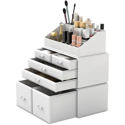 Kosmetik Organizer XL Weiß 6 Schubladen Schminkaufbewahrung Box