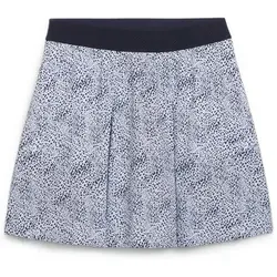 PUMA Hosenrock W Pleated Microdot Skirt M - Modischer Hosenrock mit Falten, aus 89 % Polyester und 11 % Elasthan, Größe M. Ideal für lässige Outfits in WHITE GLOW-DEEP NAVY.