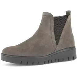 GABOR DAVOS Chelseaboots für Damen, Gr. 37, grau (taupe) - Wanderschuhe in Komfortweite H, aus wärmendem Veloursleder mit elastischem Einsatz für optimalen Tragekomfort. Ideal für lange Tage in der Stadt oder beim Spaziergang.