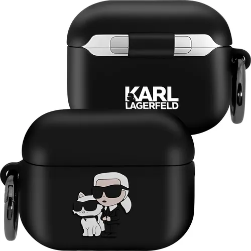 Karl Lagerfeld 3D Logo NFT AirPods Pro 2 Hülle - Kopfhörer-Zubehör mit stylischem Karl Lagerfeld Design, aus strapazierfähigem Silikon für maximalen Schutz und Komfort mit praktischem Karabinerhaken.