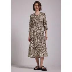 STREET ONE STUDIO Damen Midi-Kleid F144398 mit Leo-Print - Freizeitkleid mit Volants und V-Ausschnitt, ideal für einen eleganten Look im Alltag. Der weiche Viskosemix sorgt für optimalen Tragekomfort.